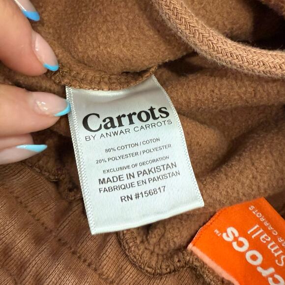 Carrots Anwar x Crocs Brown Logo Embroidered Sweatpants Joggers size S - Picture 2 of 12